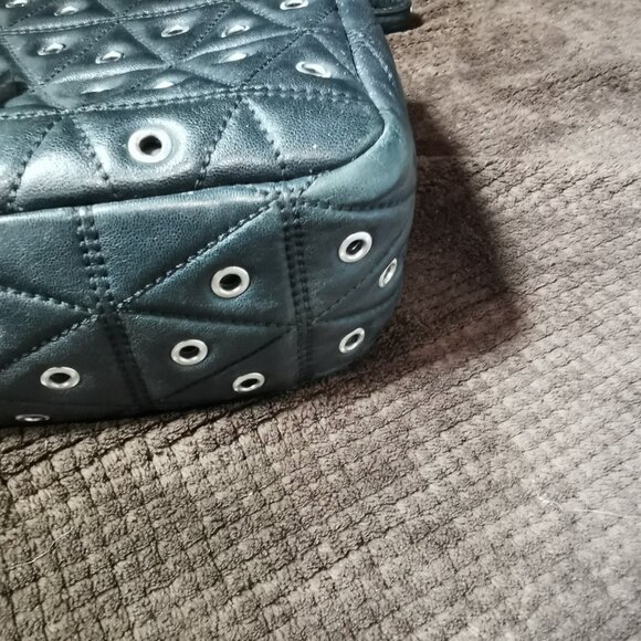 Black/Silver Sloan Quilted & Grommeted Lamb Organizer Crossbody #248 - Picture 14 of 16